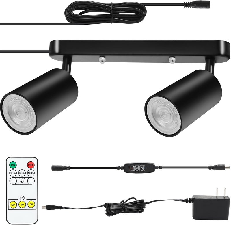 Taysing Plug in Track Lighting Track Light Fixtures with Power Cord Wall Spotlight Flexibly Rotatable Heads Plug in Ceiling Lights for Kitchen Cabinet Gallery Bar Living Room 10W 3000K(Black, 2 Heads) - Image 1